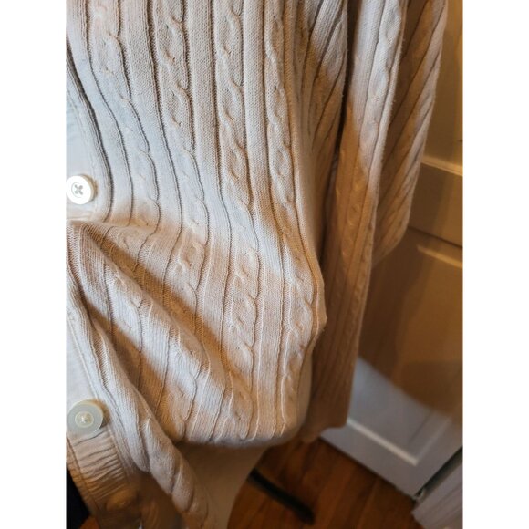 Laura Scott Ivory Cable Knit Button Cardigan 16/18W Old Money Cottage Preppy - Picture 5 of 7